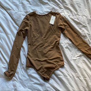 NWT basal bodysuit shapewear long sleeve tan/camel sz m